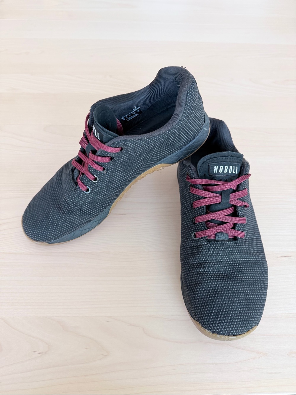 NOBULL Women's Black Training Shoes with Burgundy Laces